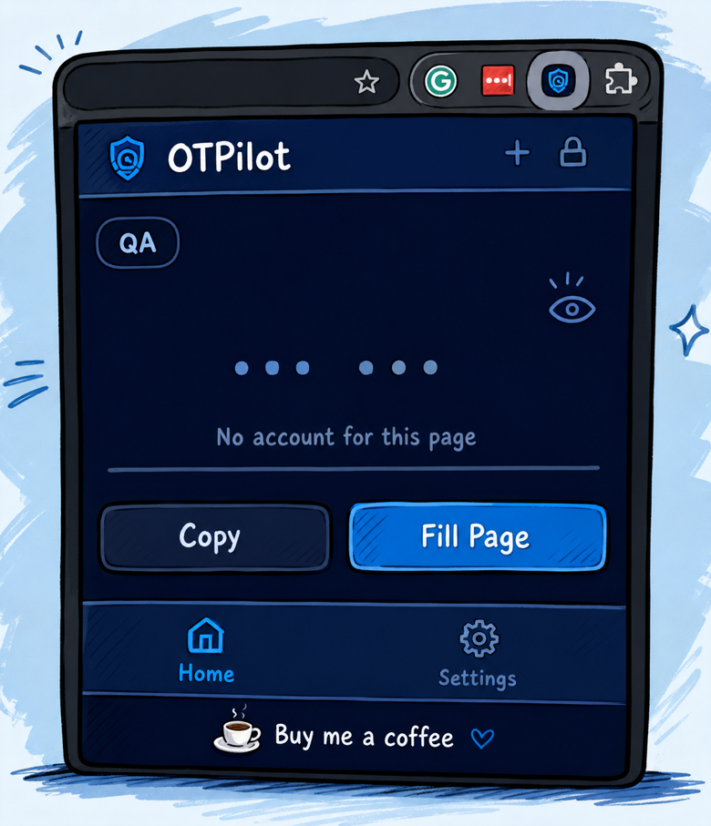 OTPilot Chrome extension popup
