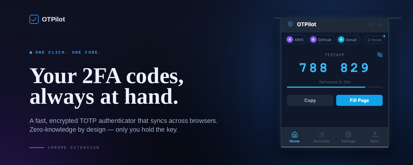 OTPilot v1.0.0 - Your 2FA codes, always at hand